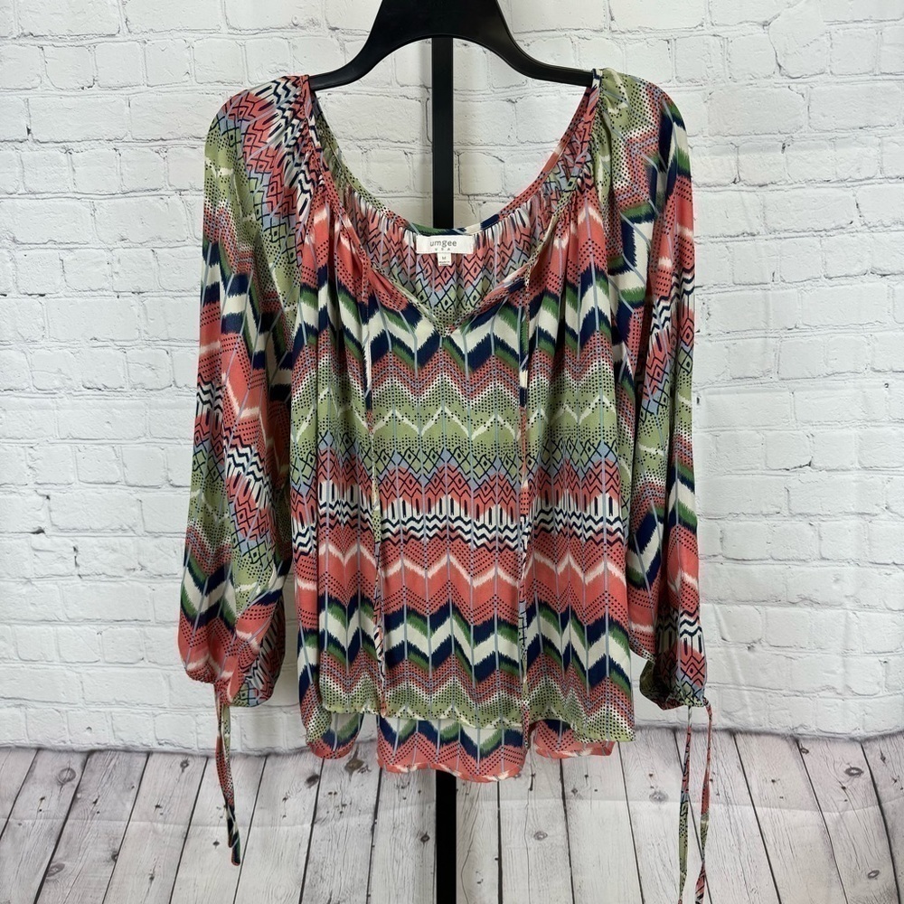 Umgee Multicolor Chevron Blouse